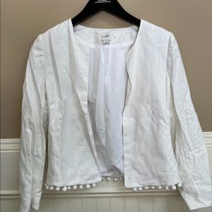 J. Crew White Linen Pom Pom Blazer - XS
